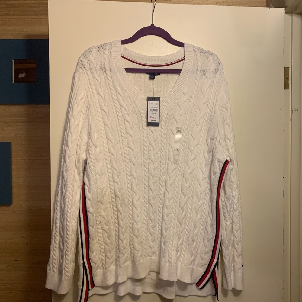 White V Neck Sweater